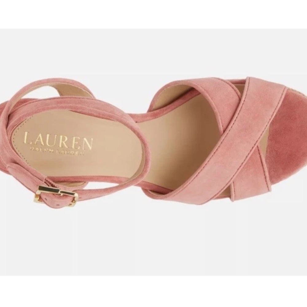 Woman's Lauren Ralph Lauren Pastel Pink Leather Sasha Platform Sandal Size 7 New - Picture 5 of 9